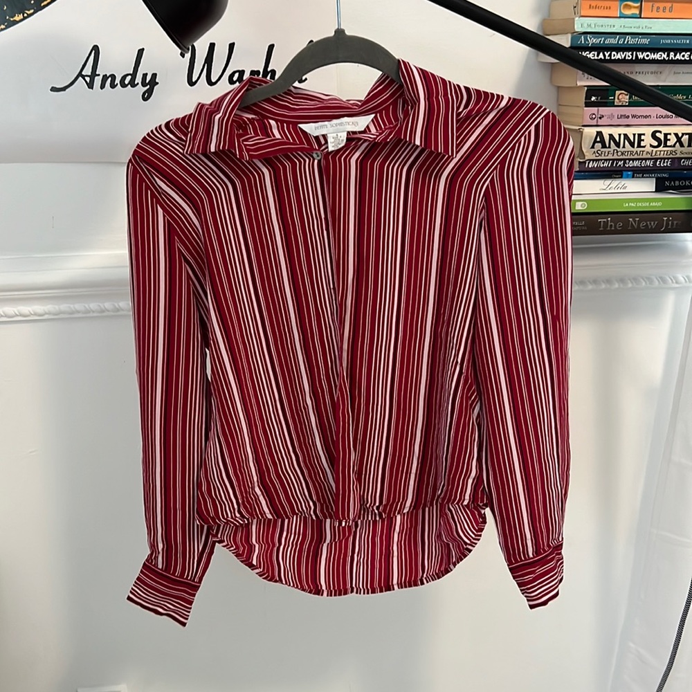Red and white striped blouse